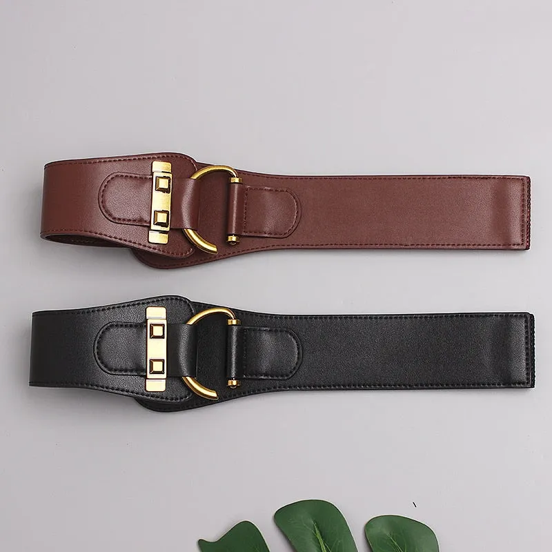 Elegant Womens Gold-Tone Pin Buckle Waist Belt