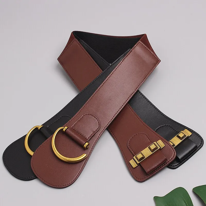 Elegant Womens Gold-Tone Pin Buckle Waist Belt