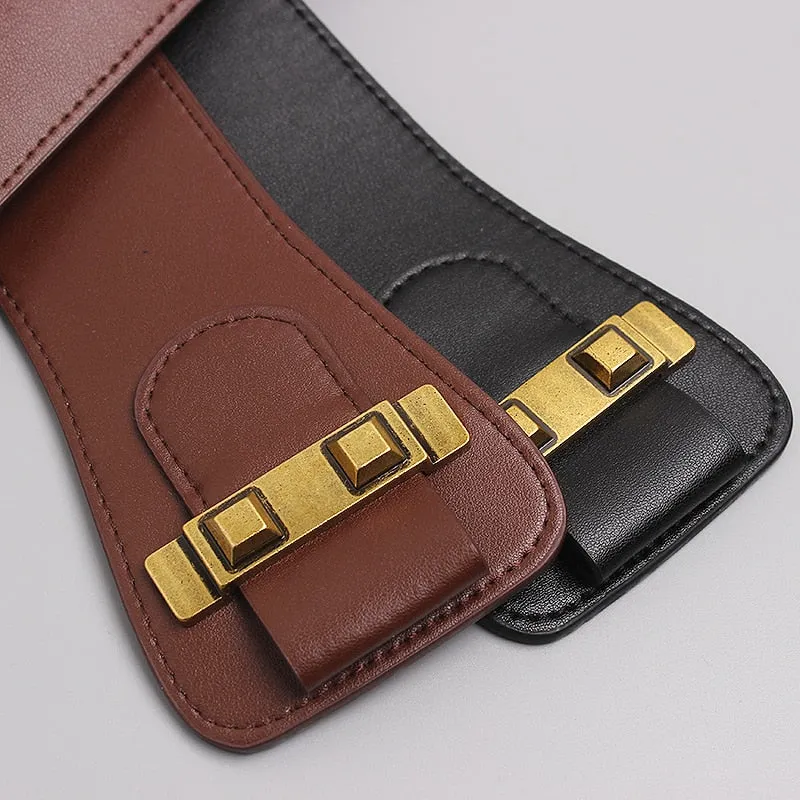 Elegant Womens Gold-Tone Pin Buckle Waist Belt