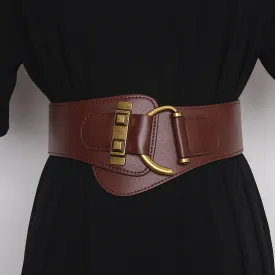 Elegant Womens Gold-Tone Pin Buckle Waist Belt