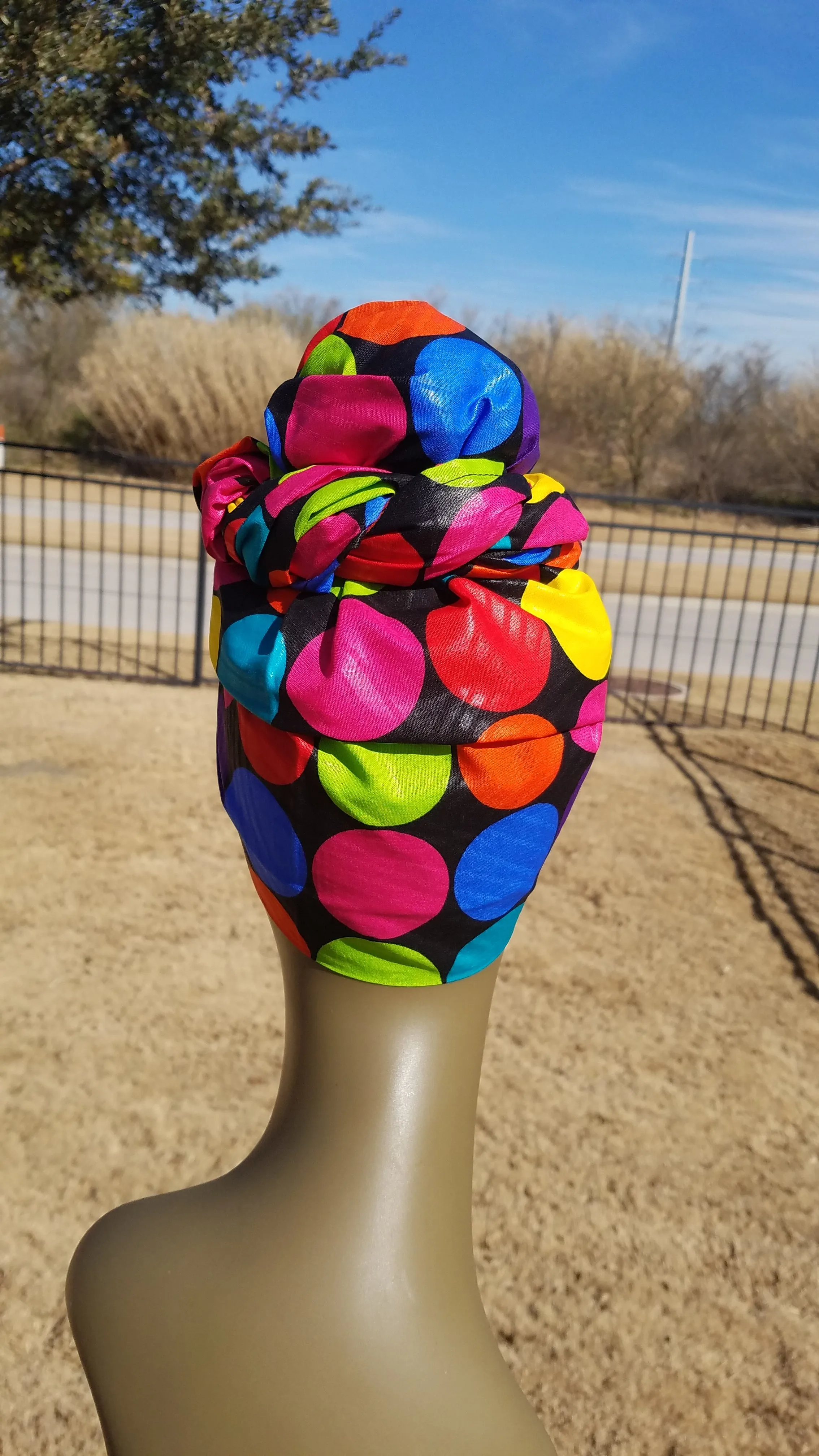Black Multicolor African Fabric Headwrap. Ankara Headwrap
