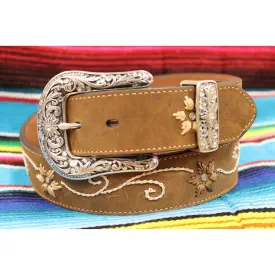 Blazin Roxx Women's Rhinestone and Floral Embroidered Belt
