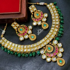 Bridal Royal Paachi Kundan Necklace Set
