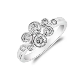 Bubble Design Diamond Eight Stone Cluster Ring