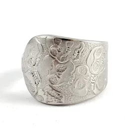 Calavera Skulls Stainless Steel Spoon Ring