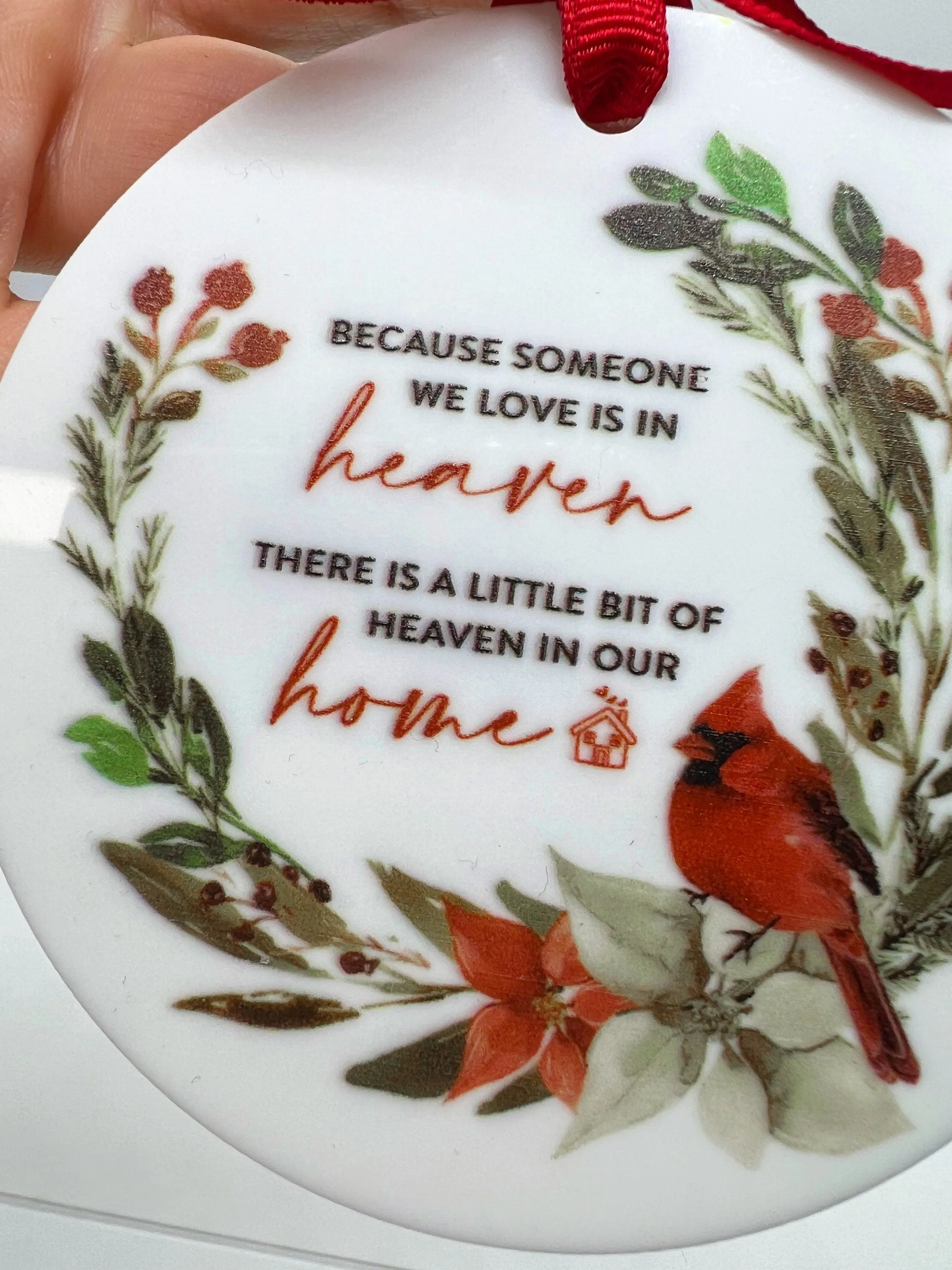 Cardinal Ornament - Angel Ornament, Christmas Ornament, Holiday Ornament, Rest in Peace, In Memory, Memorial Ornament, Heaven Ornament