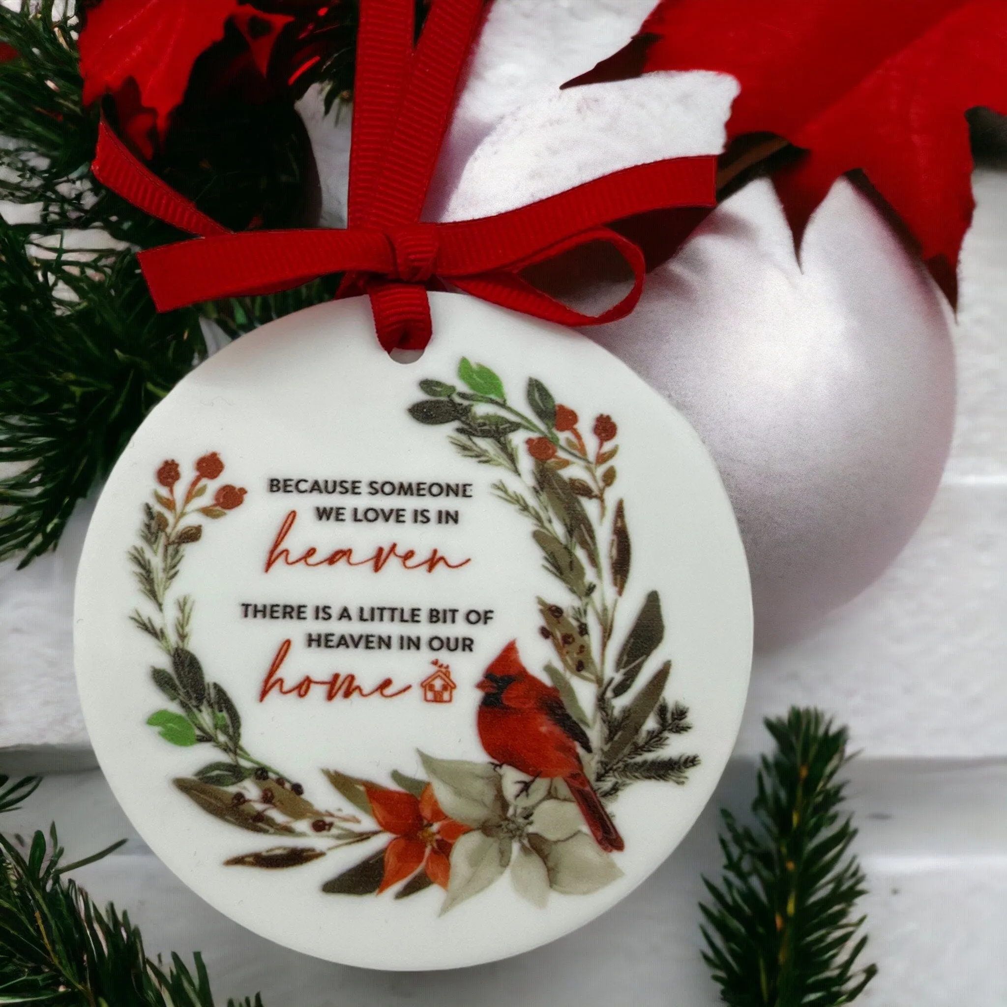 Cardinal Ornament - Angel Ornament, Christmas Ornament, Holiday Ornament, Rest in Peace, In Memory, Memorial Ornament, Heaven Ornament