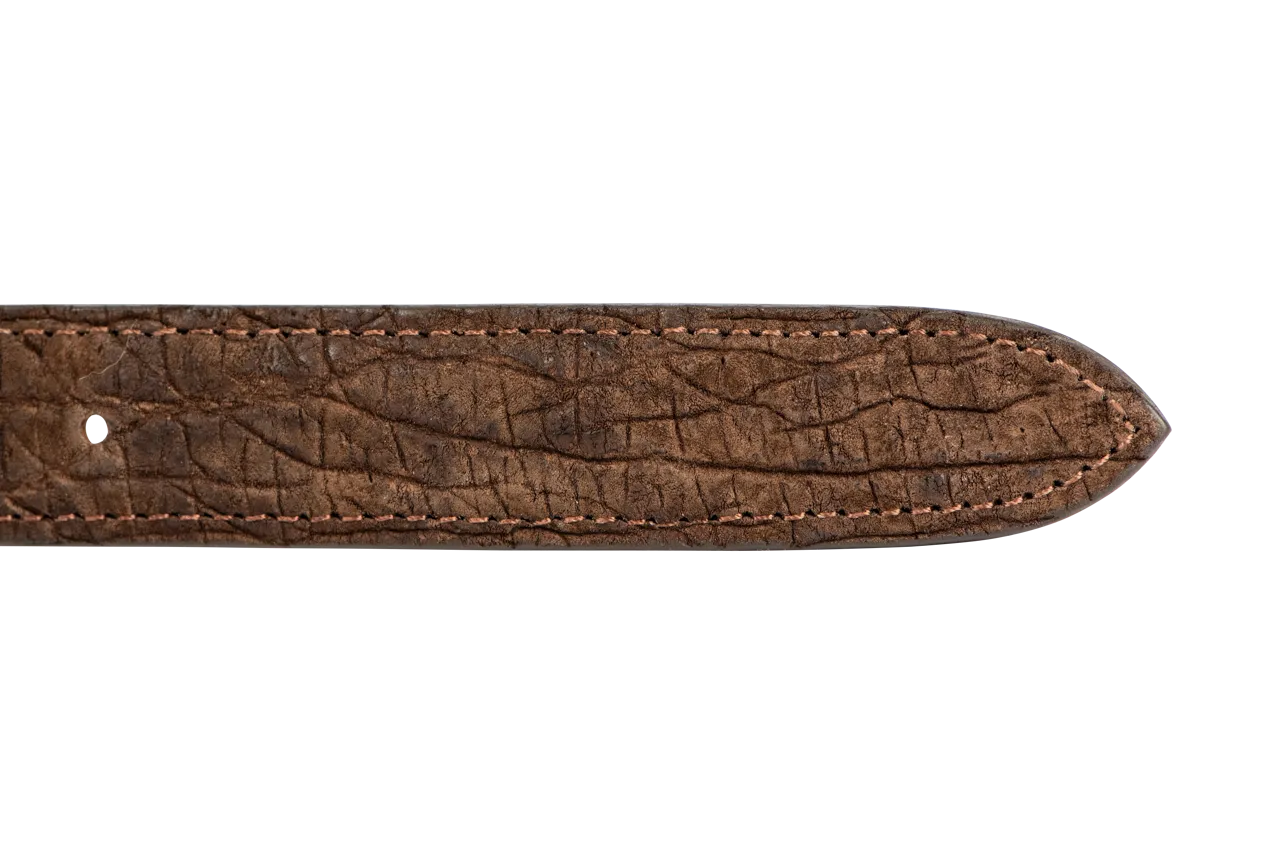 Chacon 1.25" Hippo Leather Tapered Belt Strap - Brown