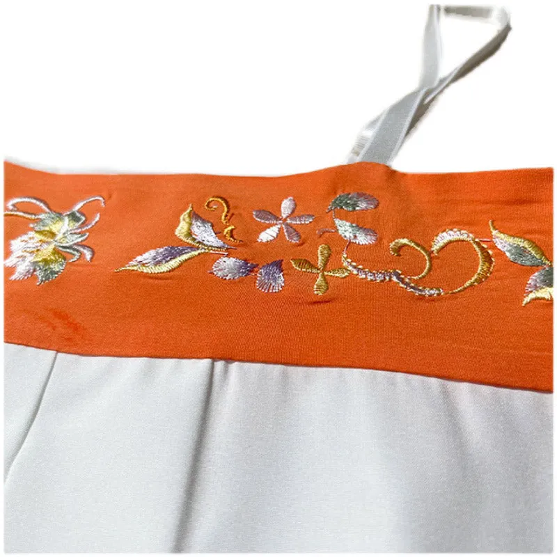 Chinese Style Solid Color Pipa Sleeve Cross-collar Top   Embroidered Suspenders - Clearance Special