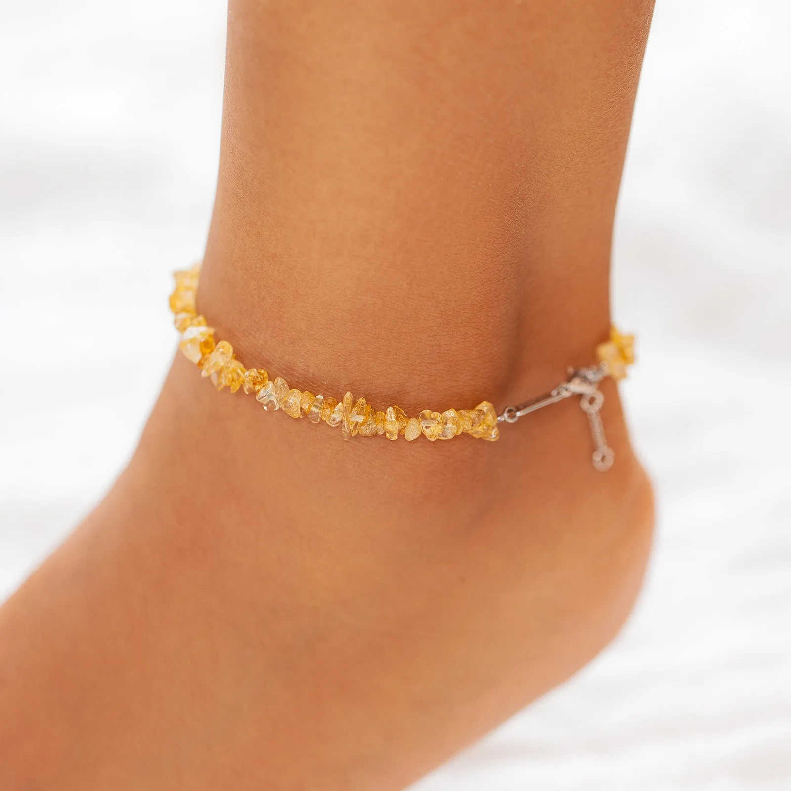Citrine Gemstone Chip Anklet