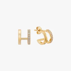 Classic Diamante Double Huggie Earrings
