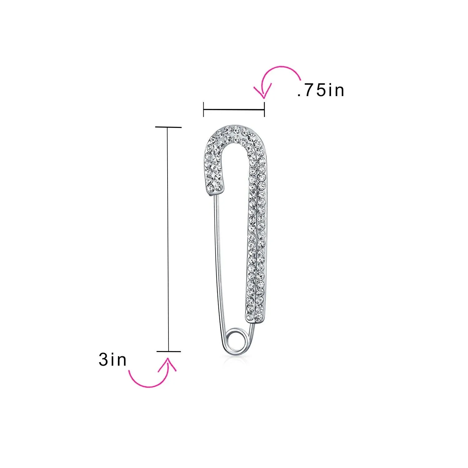 Crystal Large Holiday Ball Candy Cane Safety Brooch Pin