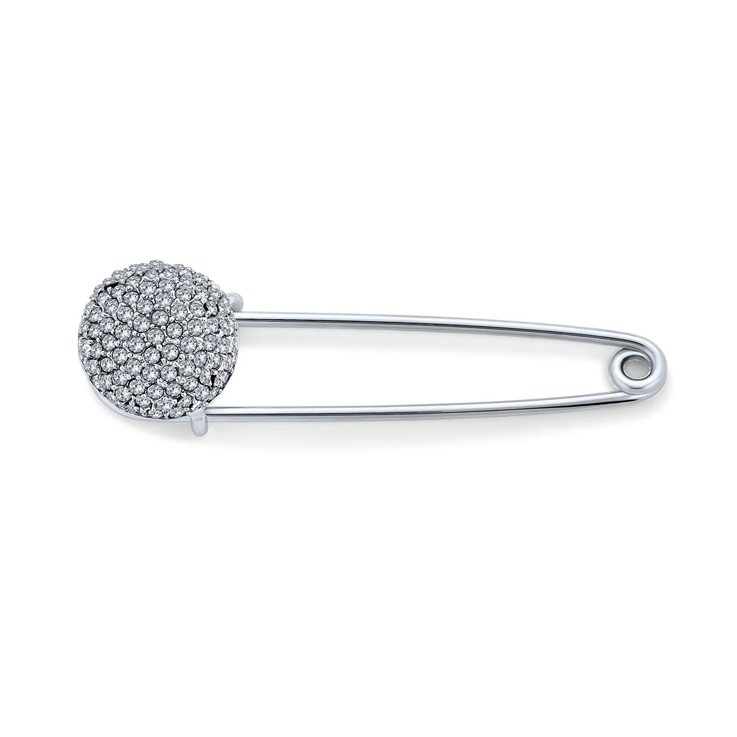 Crystal Large Holiday Ball Candy Cane Safety Brooch Pin
