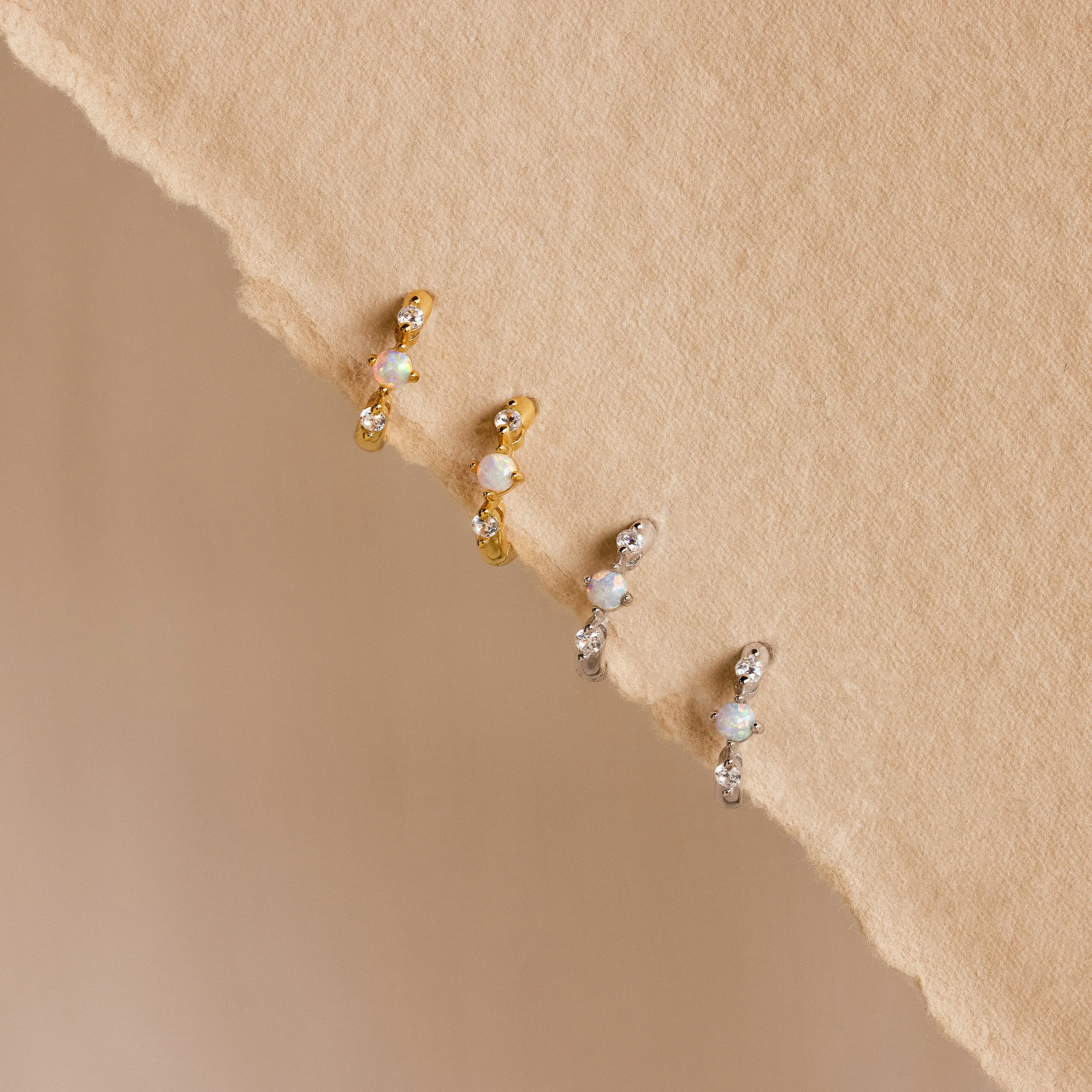 Dainty Opal Diamond Huggies