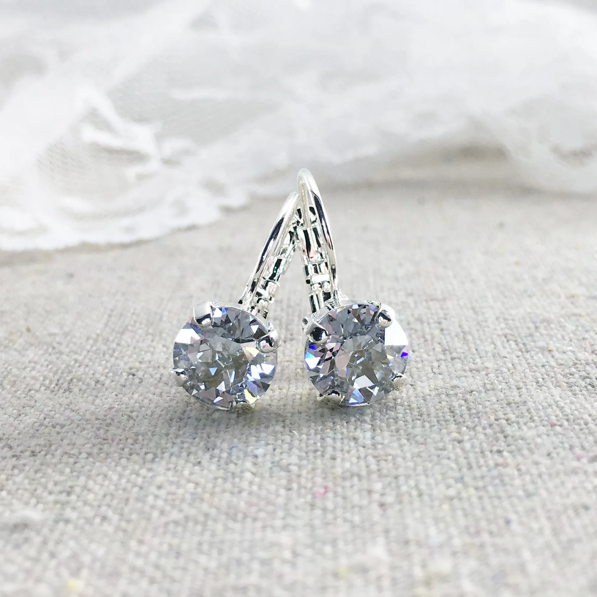 Diamante Leverback Earrings • 8mm