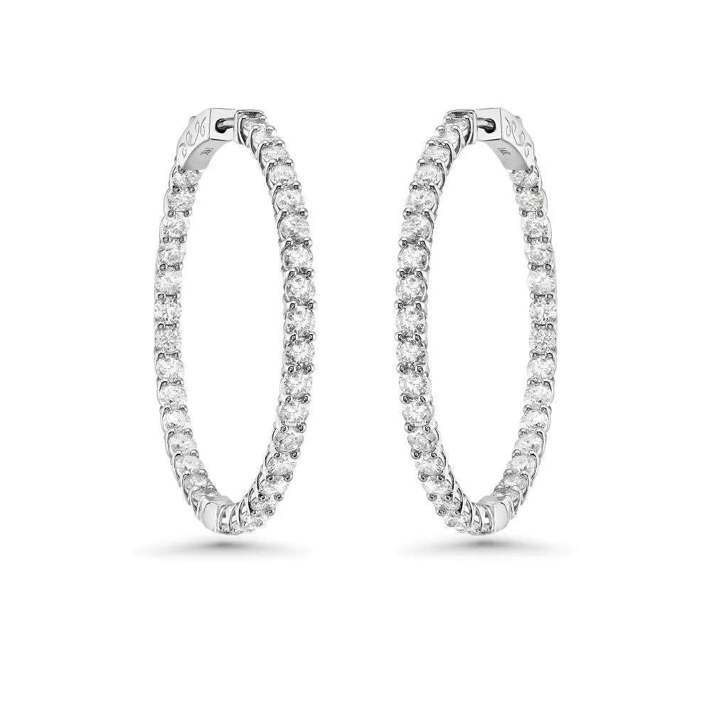 Diamond Inside-Out 1.25'' Hoop Earrings (4.50 ct.) 2.60 mm in 14K Gold