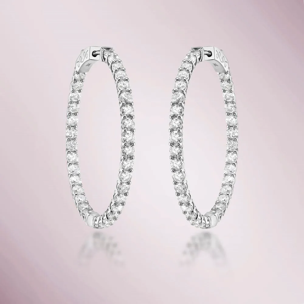 Diamond Inside-Out 1.25'' Hoop Earrings (4.50 ct.) 2.60 mm in 14K Gold