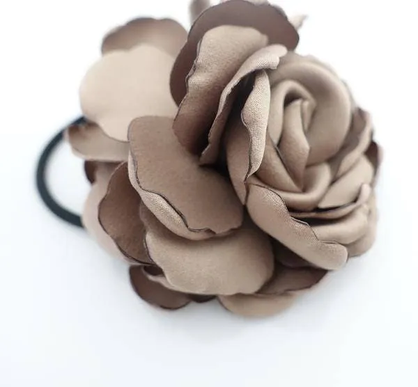 Discolored Petal Wild Rose Flower Hair Elastic Ponytail Holder Women Hair Accessory