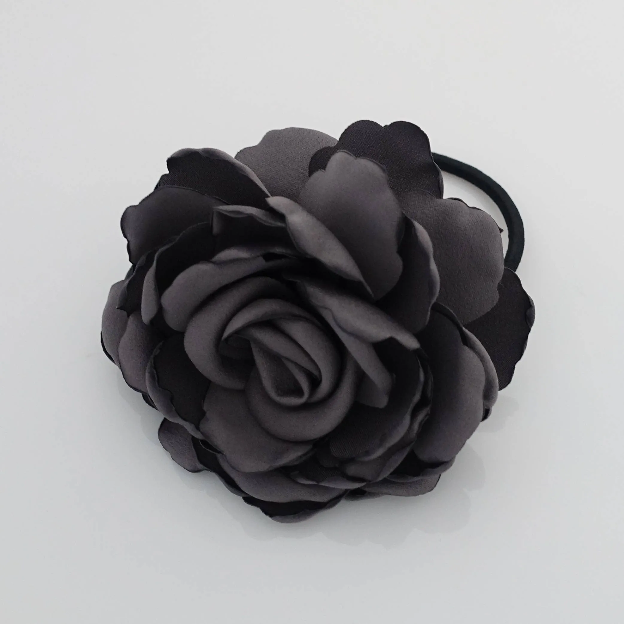 Discolored Petal Wild Rose Flower Hair Elastic Ponytail Holder Women Hair Accessory