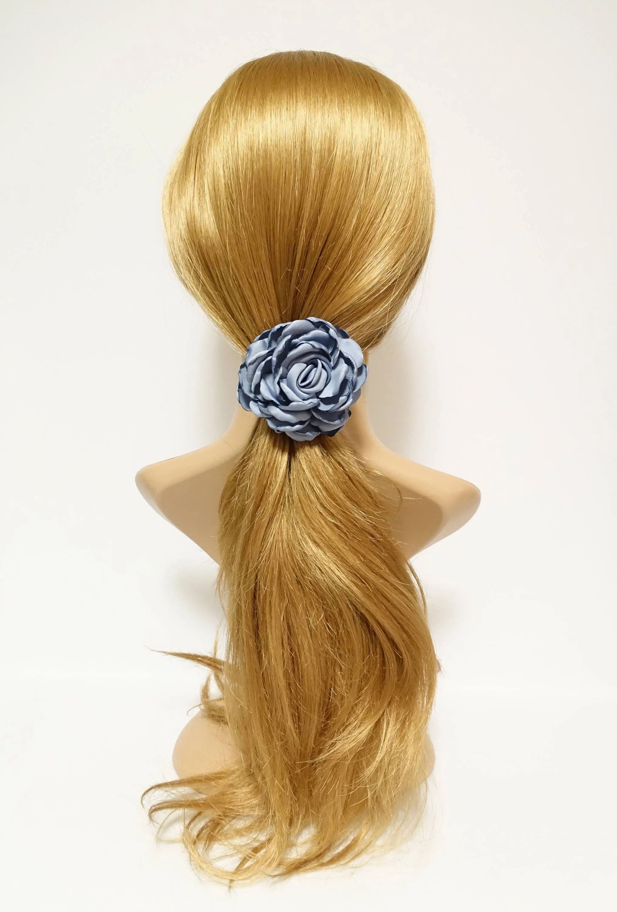 Discolored Petal Wild Rose Flower Hair Elastic Ponytail Holder Women Hair Accessory