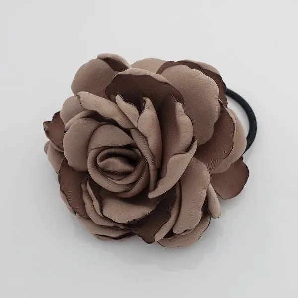 Discolored Petal Wild Rose Flower Hair Elastic Ponytail Holder Women Hair Accessory