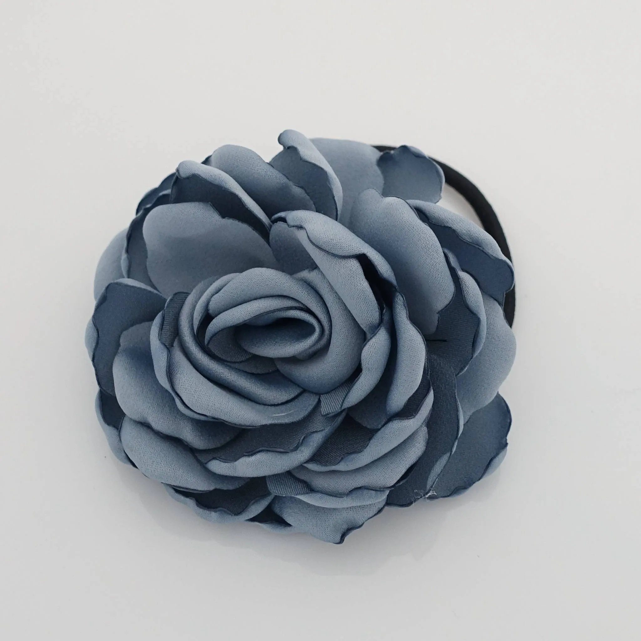 Discolored Petal Wild Rose Flower Hair Elastic Ponytail Holder Women Hair Accessory