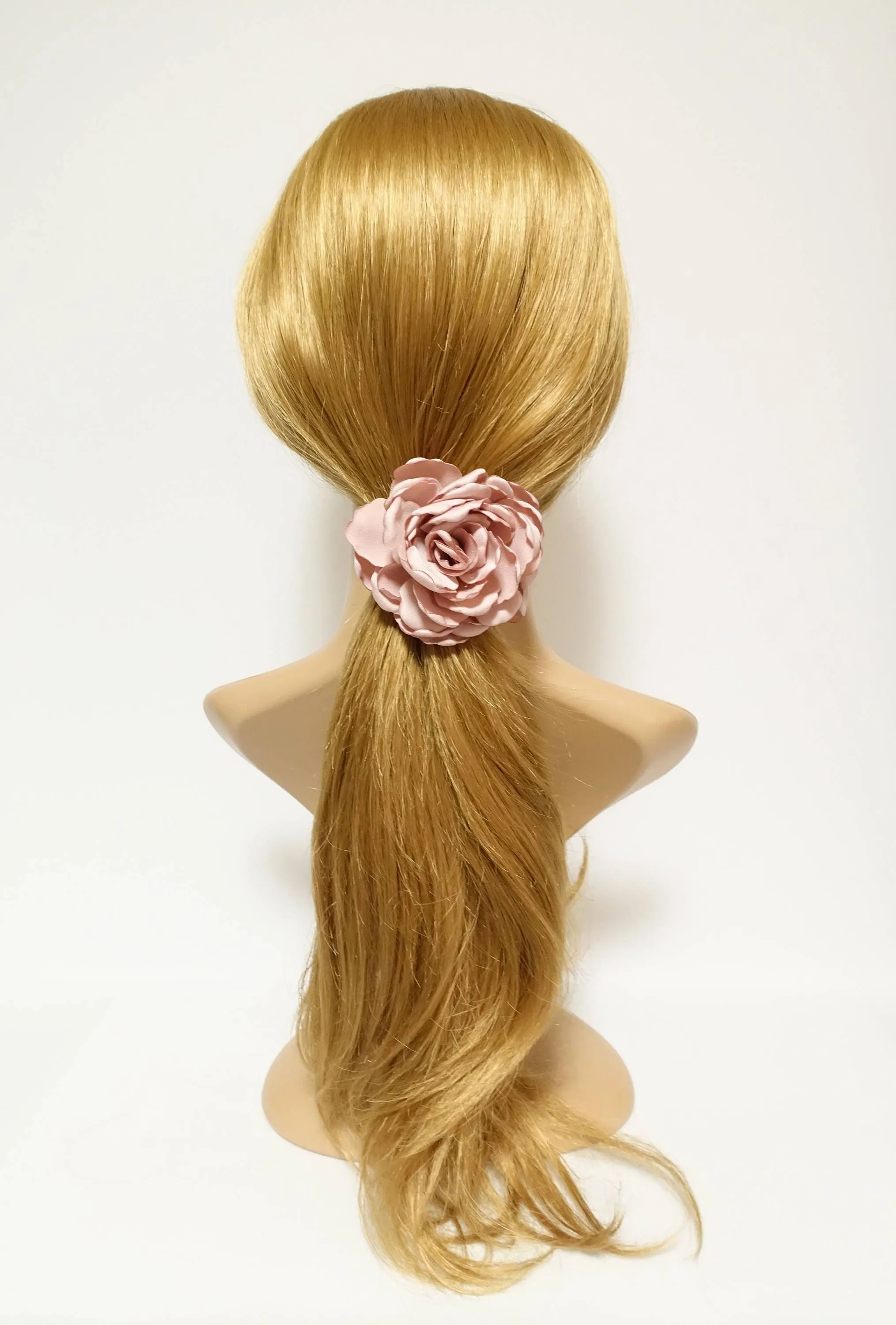 Discolored Petal Wild Rose Flower Hair Elastic Ponytail Holder Women Hair Accessory