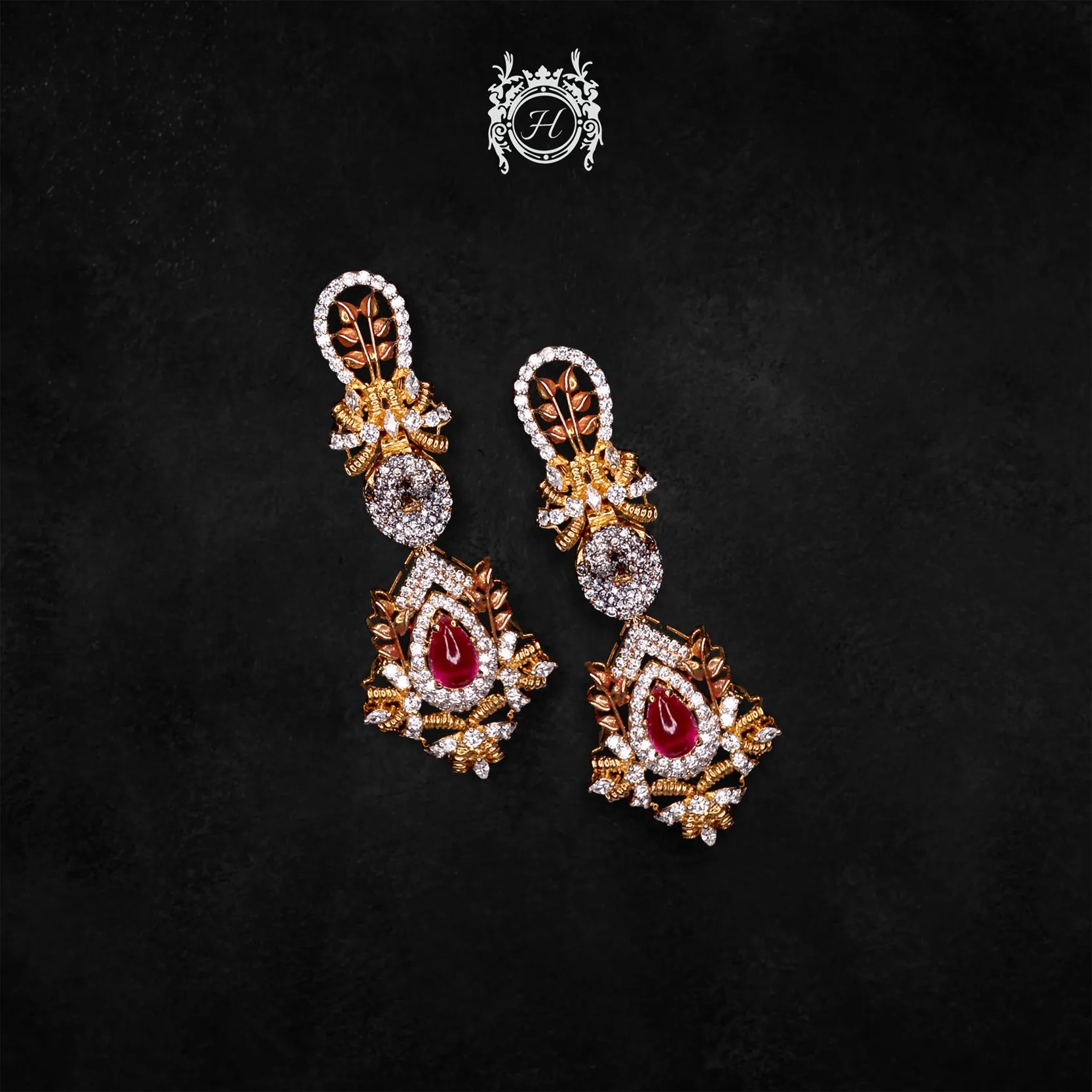 Earrings in Chetum and Zircons