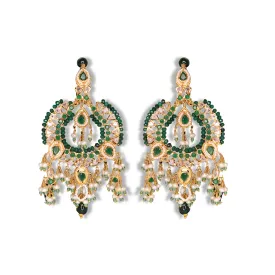 Earrings in Jade, Kundan and Pearls