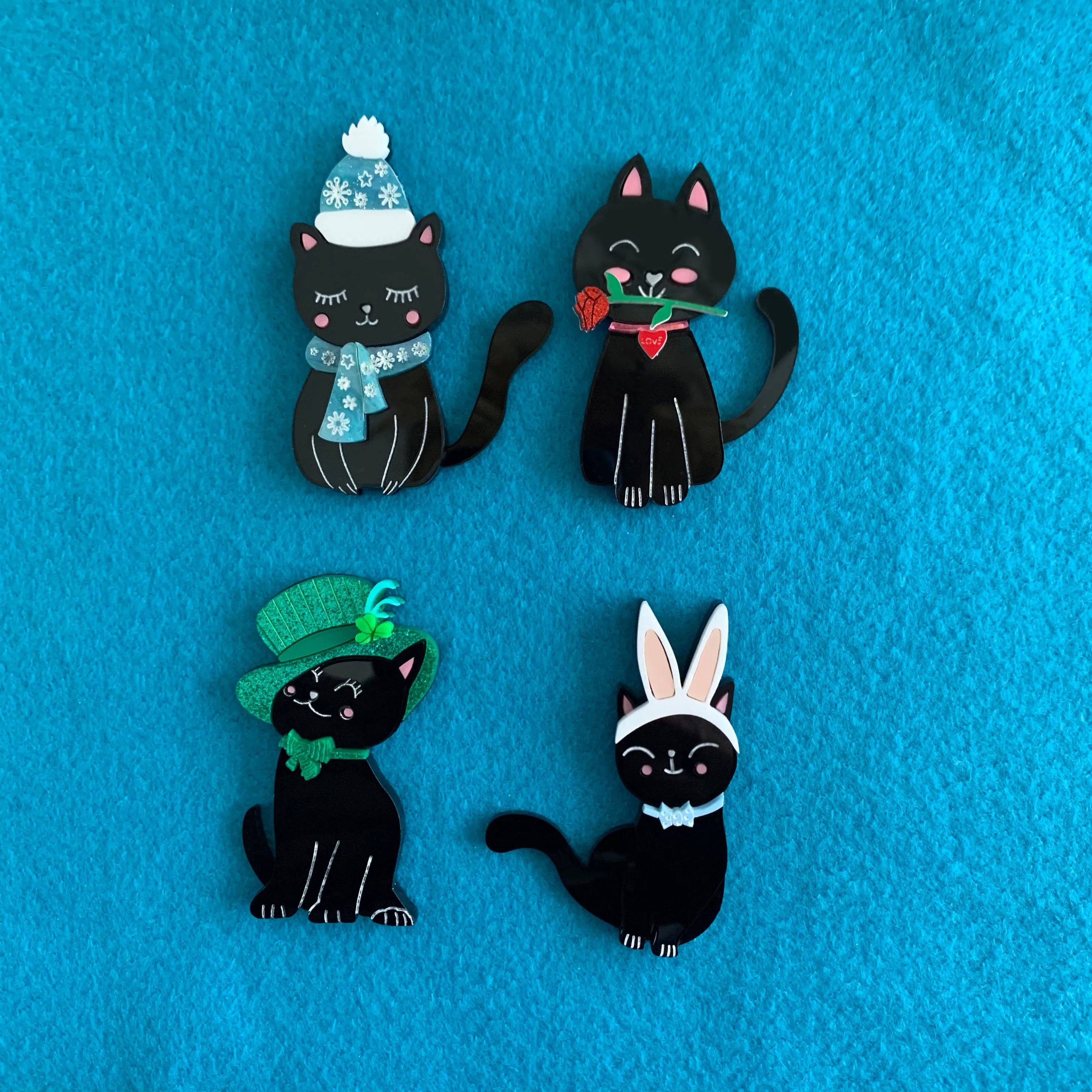 Easter Black Kitty - Brooch