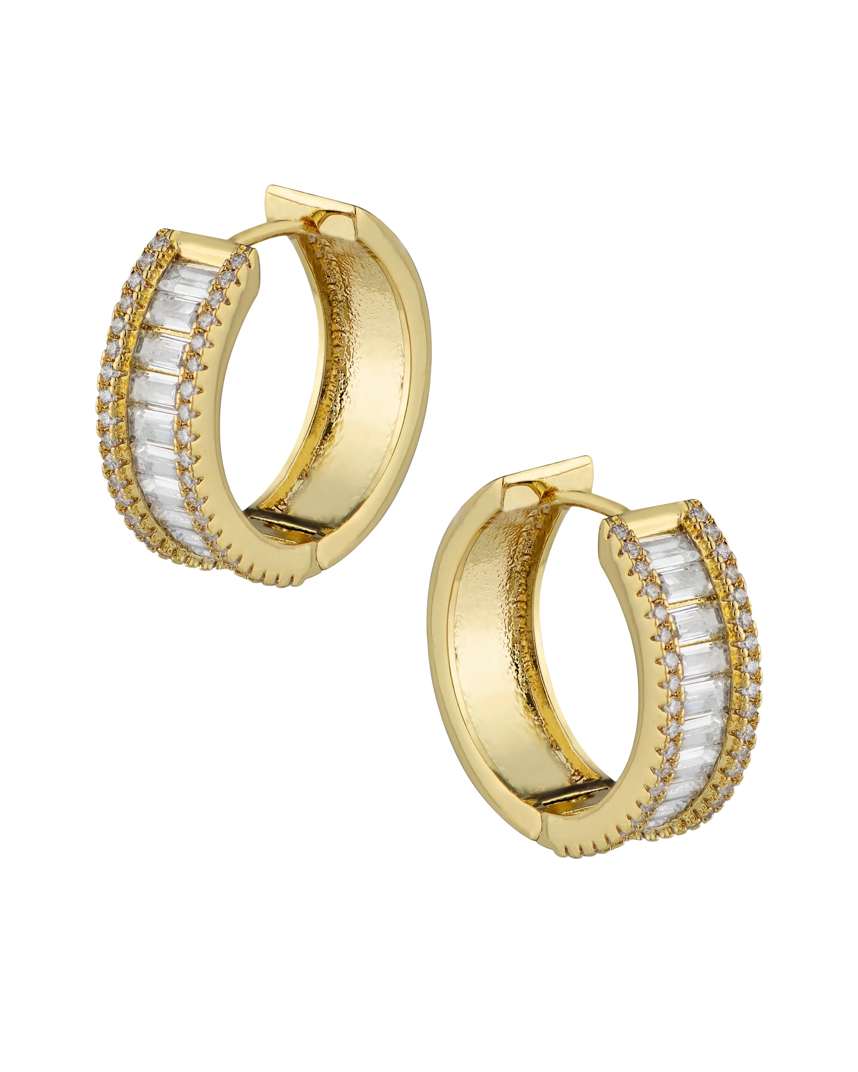 Emerald Baguette Hoop Earrings