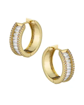 Emerald Baguette Hoop Earrings