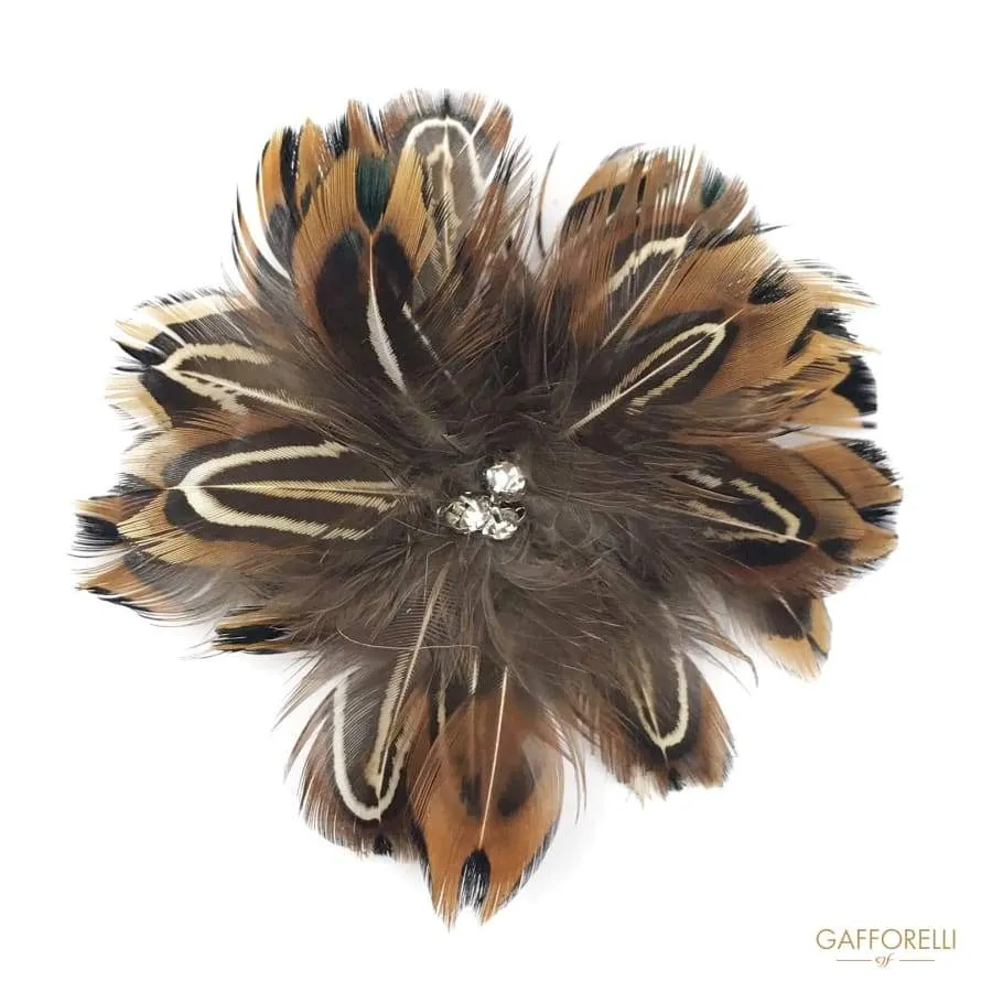 Feather Brooch with Central Rhinestones - Art. H149