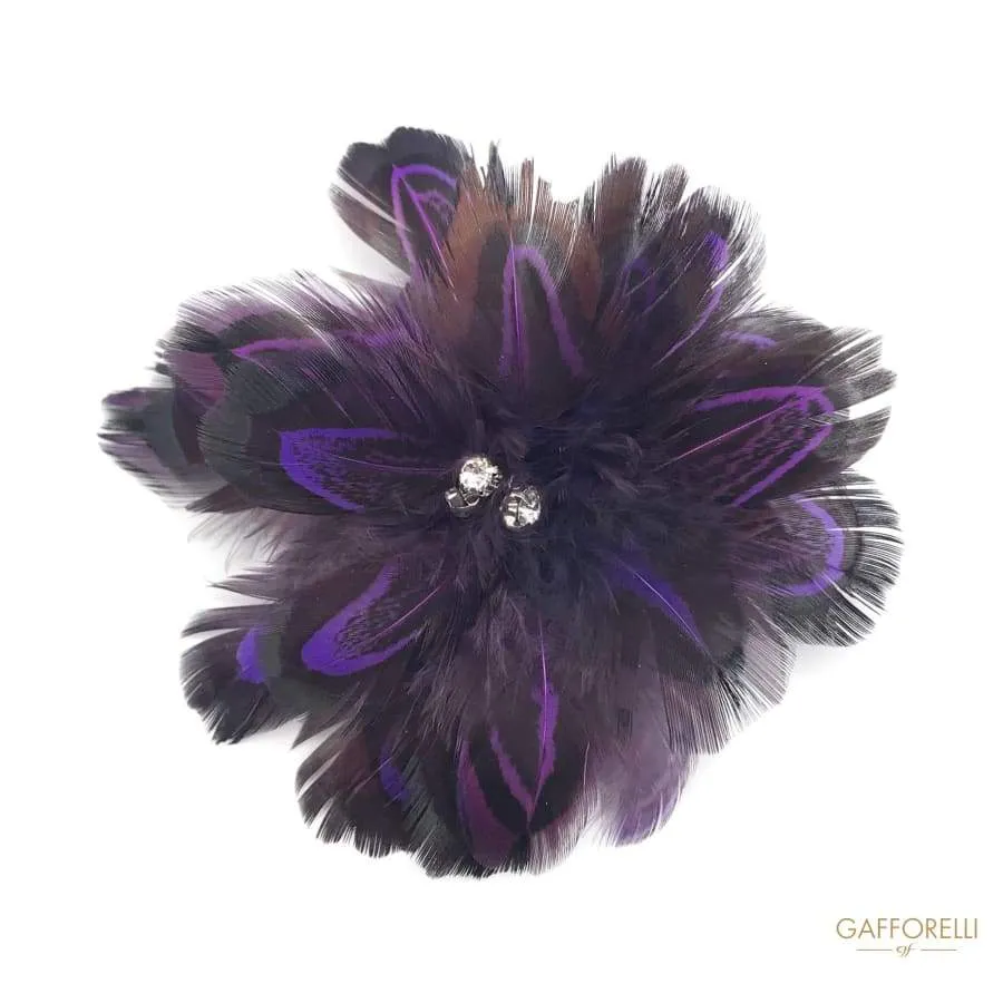 Feather Brooch with Central Rhinestones - Art. H149