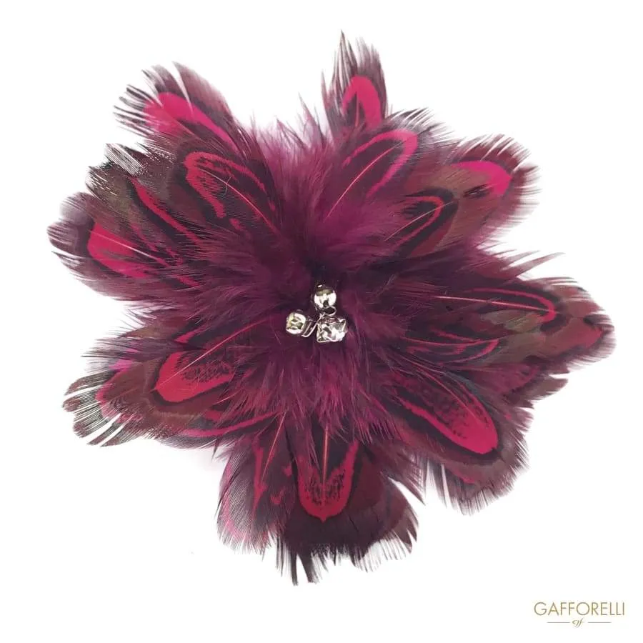 Feather Brooch with Central Rhinestones - Art. H149