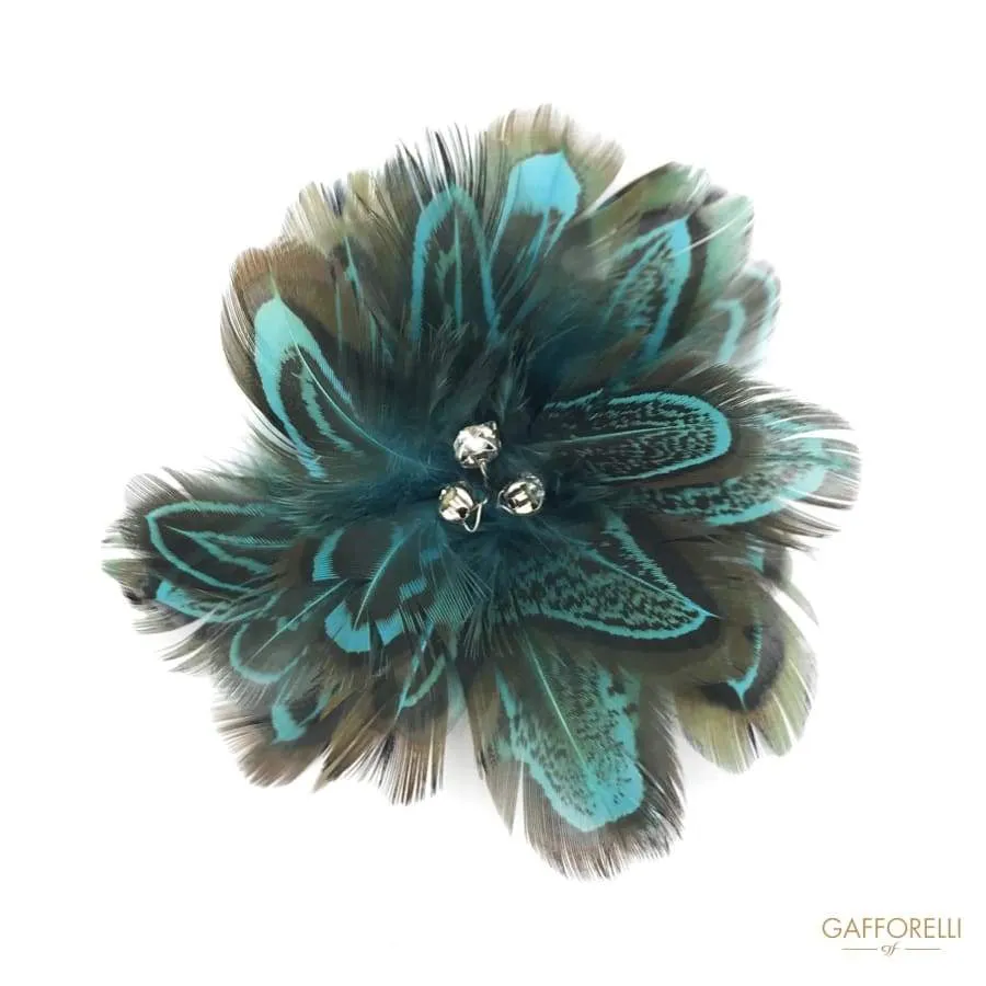 Feather Brooch with Central Rhinestones - Art. H149