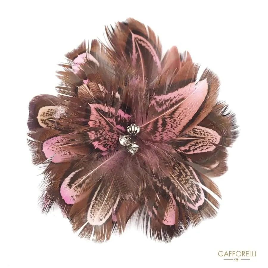 Feather Brooch with Central Rhinestones - Art. H149
