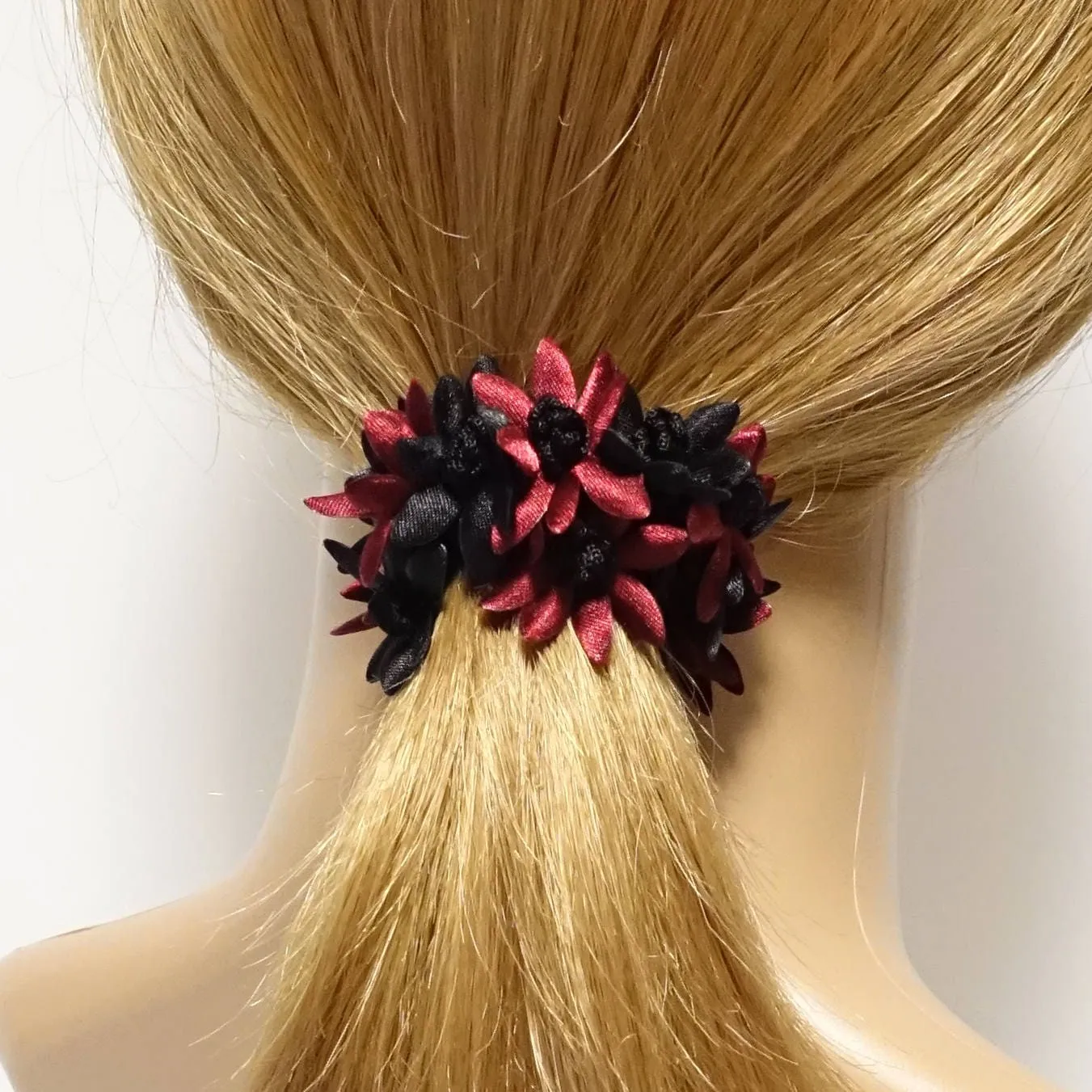 flower petal ponytail holder Two Tone Flower Petal Decorated Crochet Wrapped Hair Elastic hair tie women hair accessory