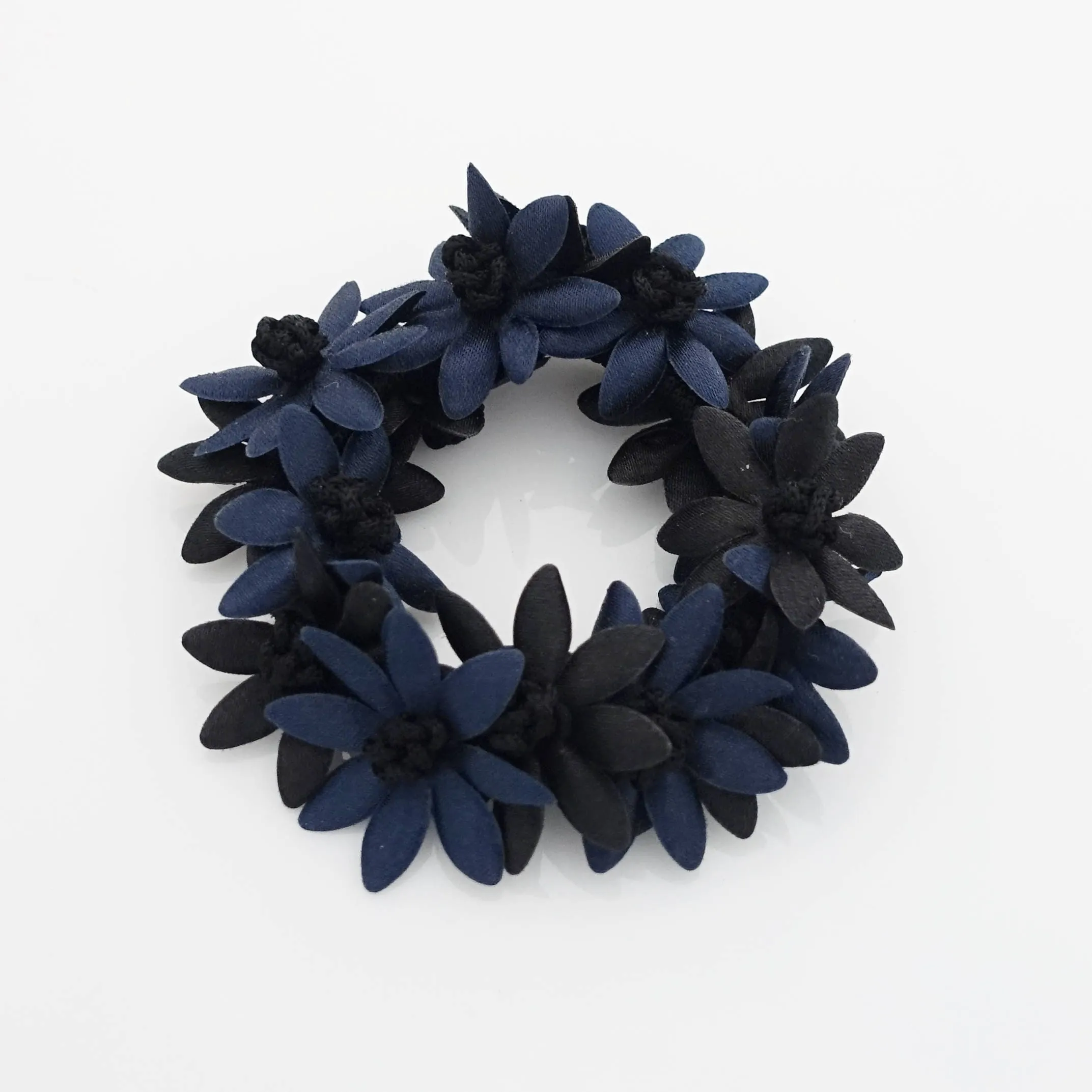 flower petal ponytail holder Two Tone Flower Petal Decorated Crochet Wrapped Hair Elastic hair tie women hair accessory