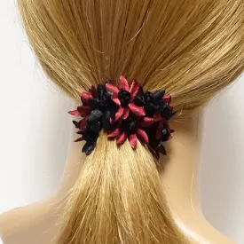 flower petal ponytail holder Two Tone Flower Petal Decorated Crochet Wrapped Hair Elastic hair tie women hair accessory