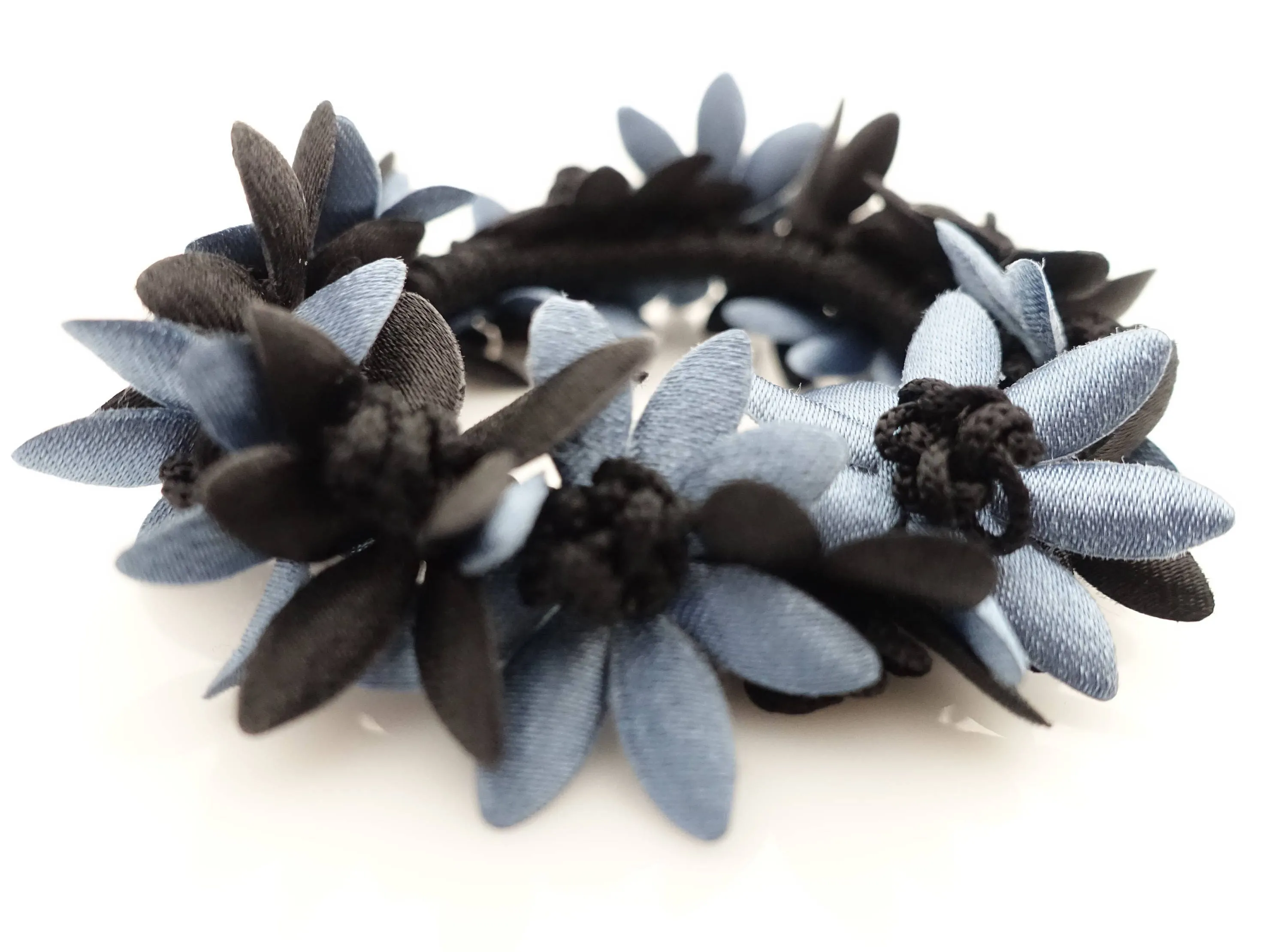 flower petal ponytail holder Two Tone Flower Petal Decorated Crochet Wrapped Hair Elastic hair tie women hair accessory