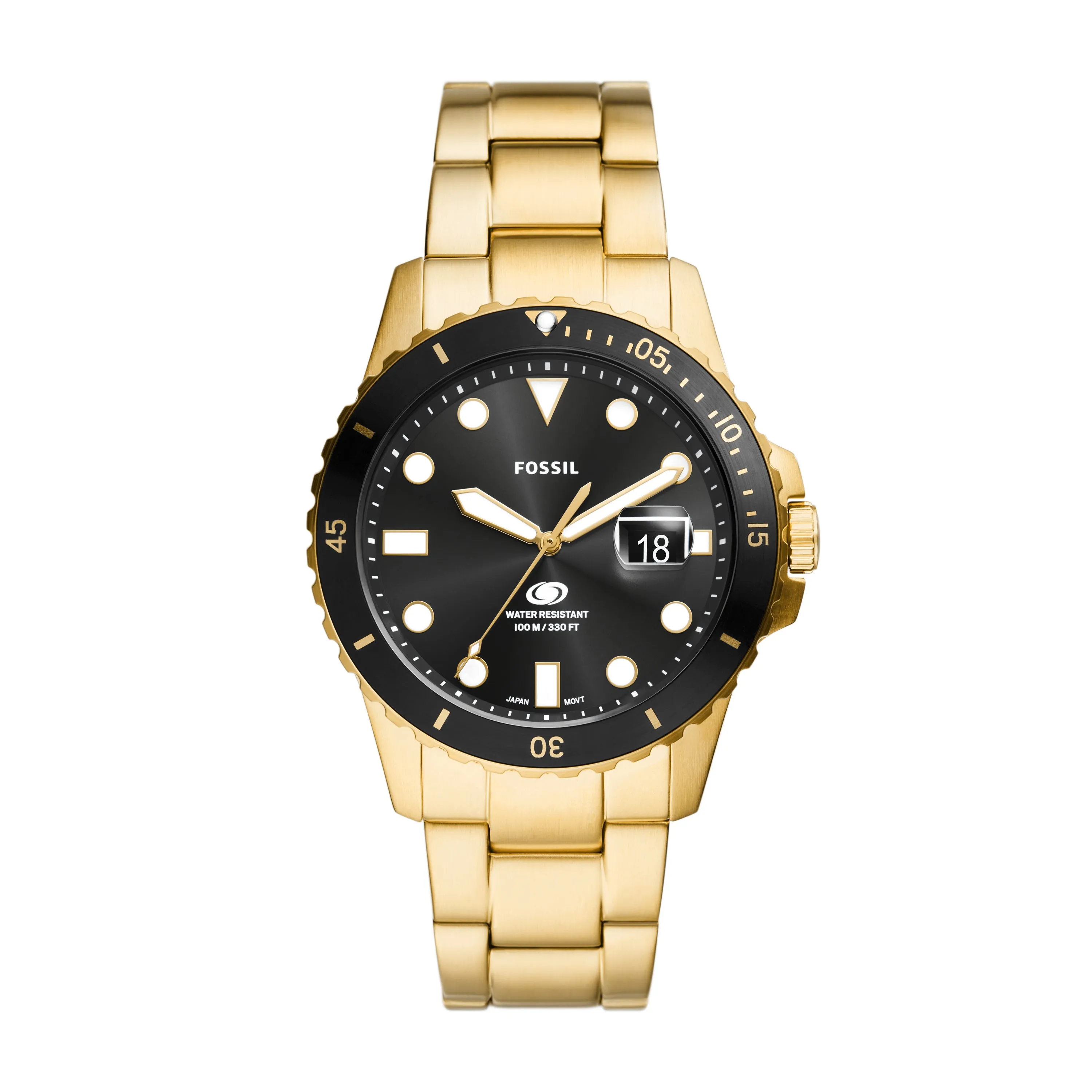 Fossil Blue Dive Three-Hand Date Gold-Tone Stainless Steel Watch