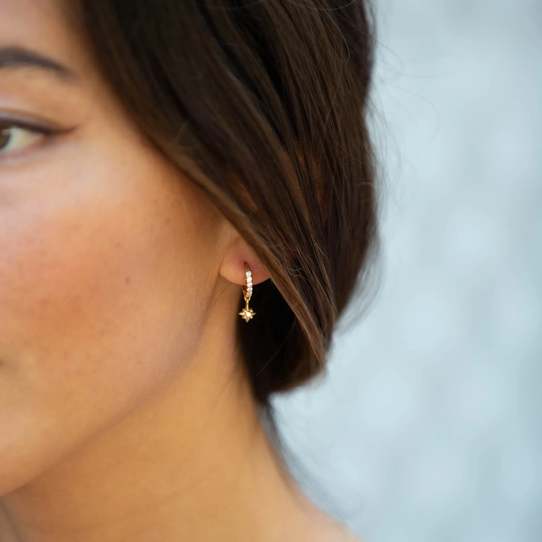Gold Cosmic Star Glitter Hoops