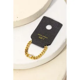 Gold Dipped Rhinestone Chain Ring