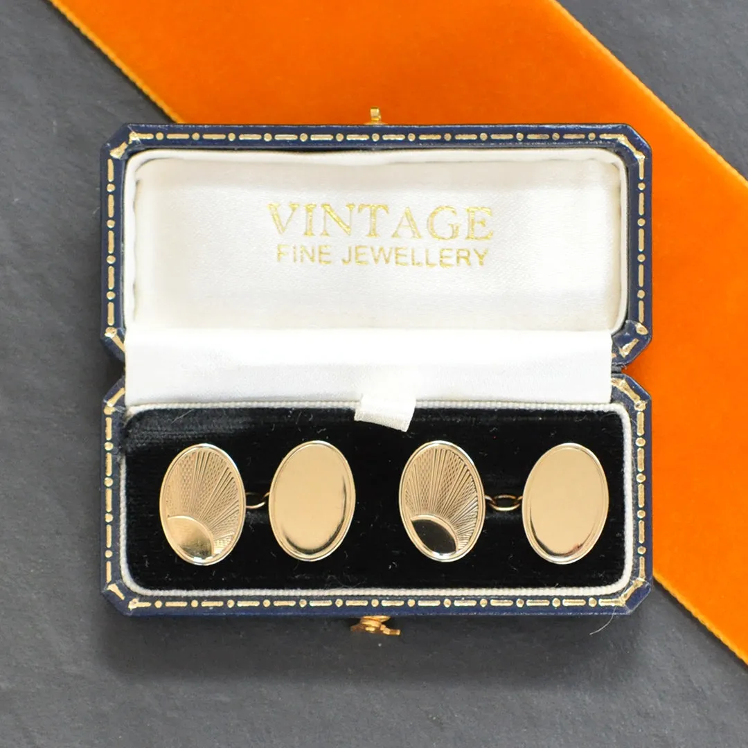 Gold Oval Cuff Links