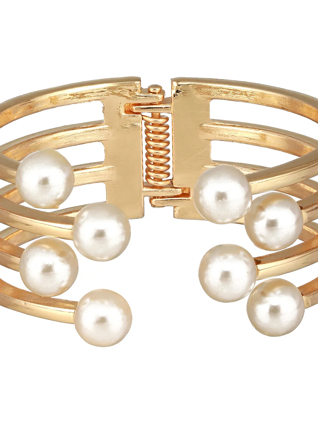 Gold-Plated Pearls Studded Cuff Bracelet