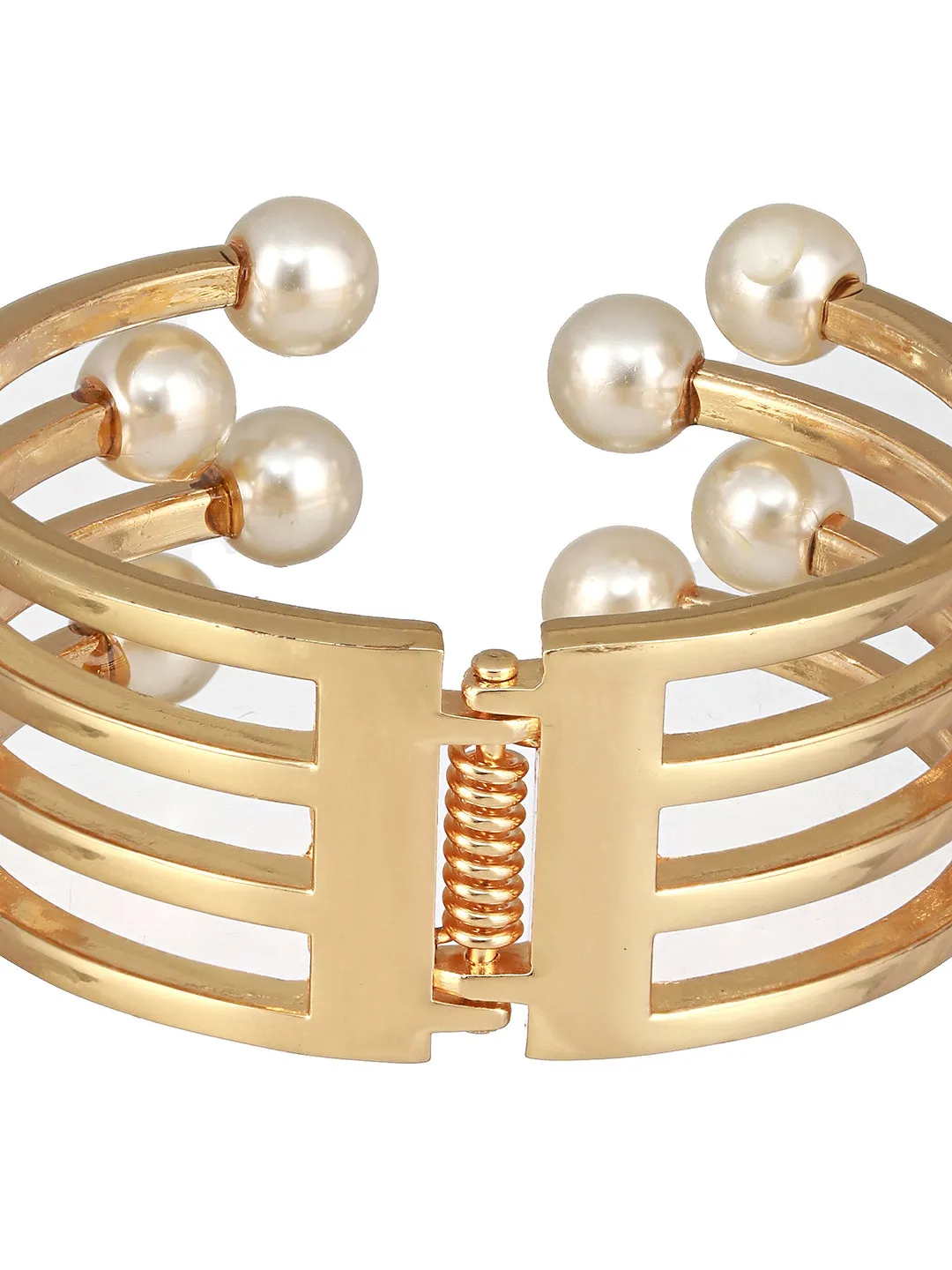 Gold-Plated Pearls Studded Cuff Bracelet