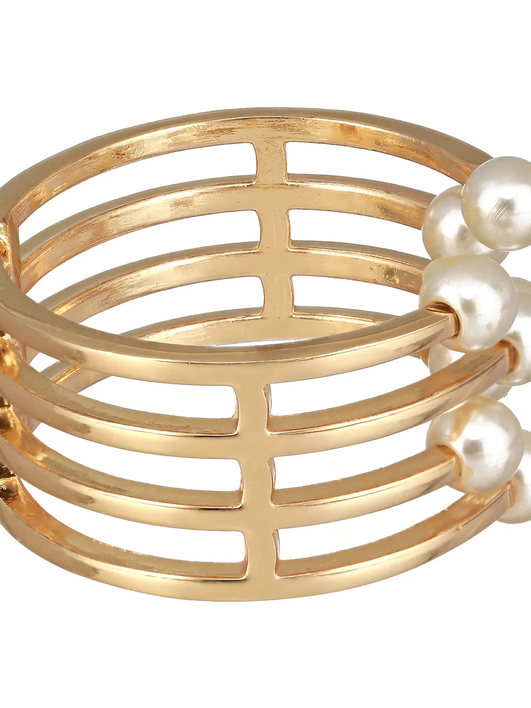 Gold-Plated Pearls Studded Cuff Bracelet
