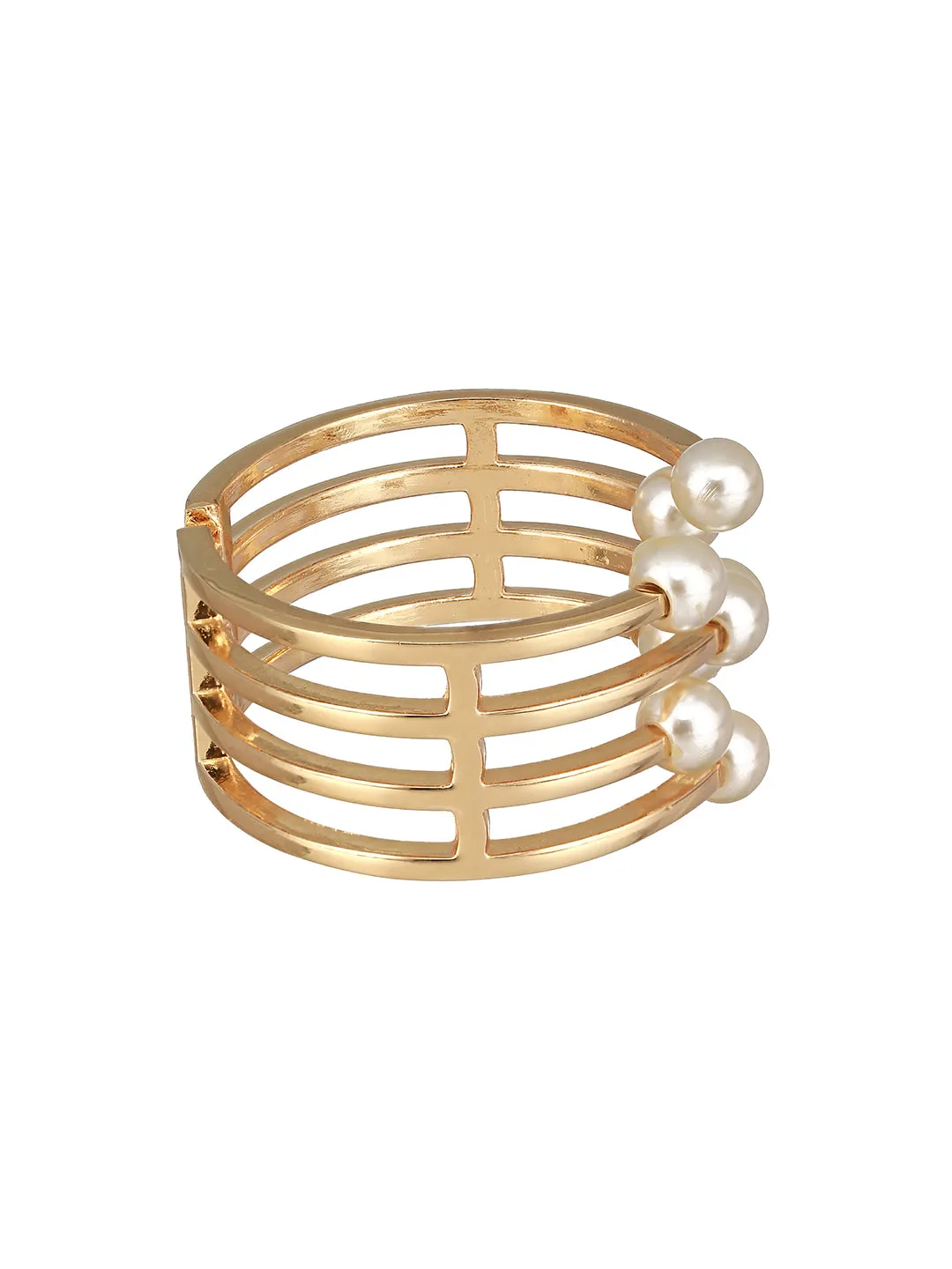 Gold-Plated Pearls Studded Cuff Bracelet