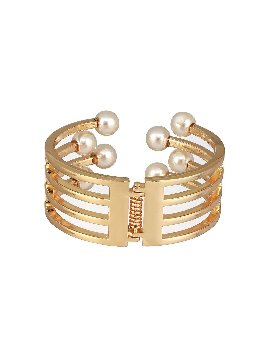 Gold-Plated Pearls Studded Cuff Bracelet